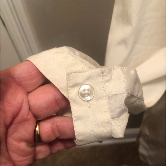 Vintage Candlelight Ivory High Neck Blouse from FML Sport Made in Hong Kong - Picture 10 of 12